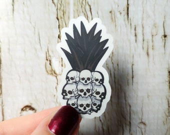 Matte Sticker Skull Pineapple Gothic Fruit Sticker