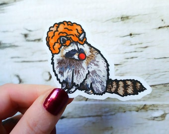 Matte Sticker Halloween Raccoon Clown
