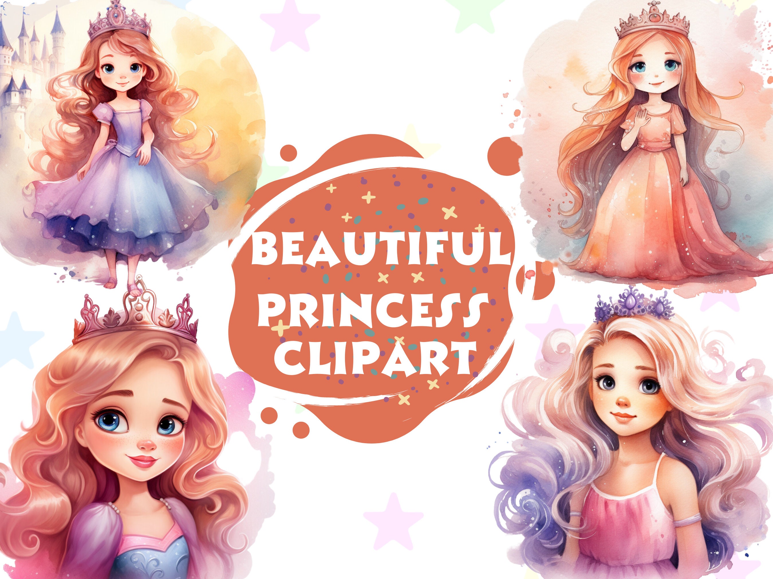 Sweet Cute Princess Clipart Fairy Tale 15 PNG Bundle Nursery - Etsy