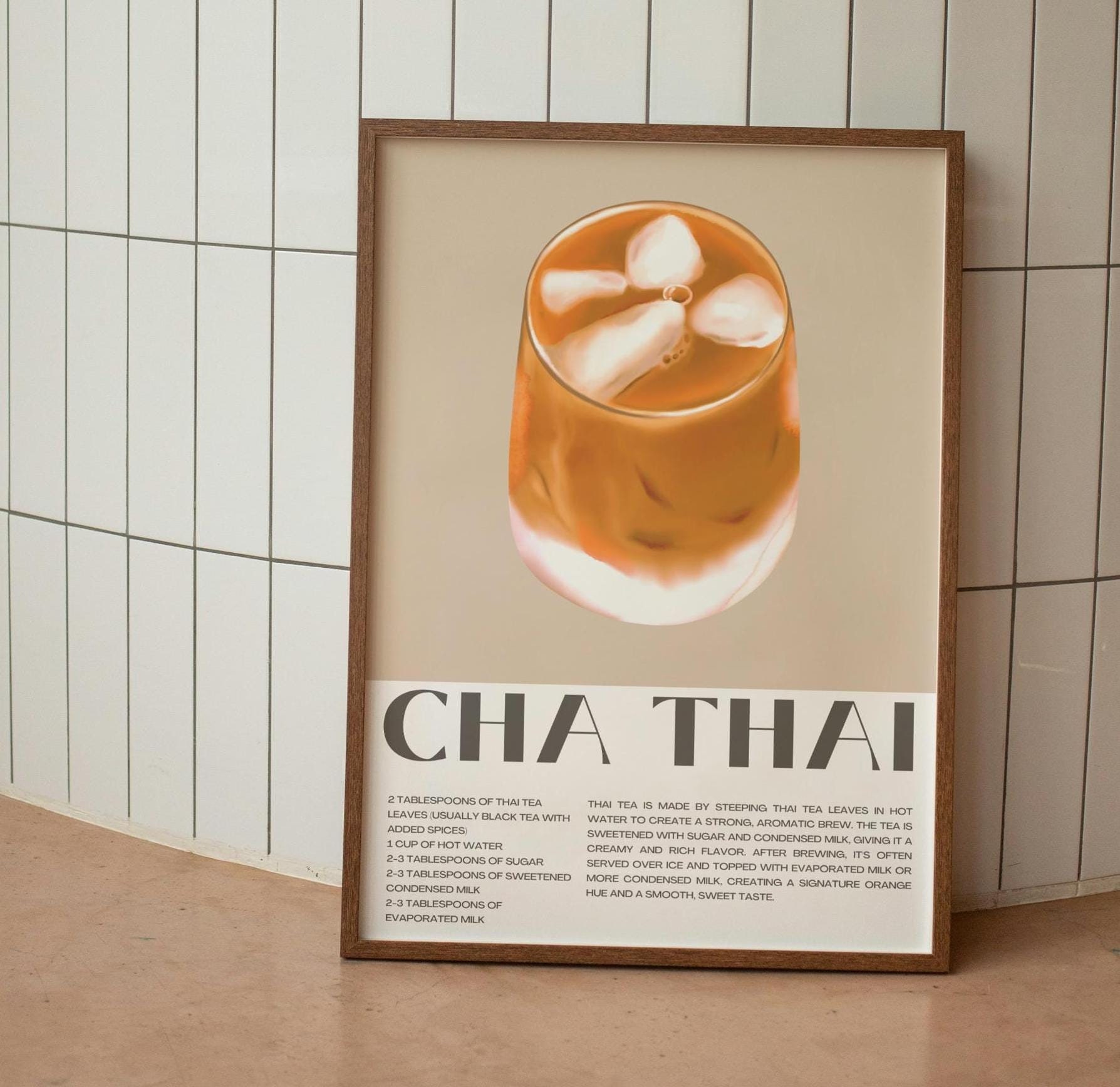 Cha Thai Poster | Thai Tea Art Print | Digital Download | Cozy Asian Cafe Decor | Coffee Lover Gift