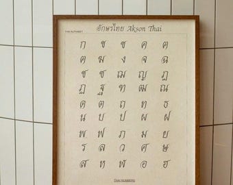 Vintage Cream Thai Alphabet and Numbers Poster: Cultural Wall Art (A3 Printable Download)