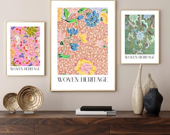 Impresión floral batik: decoración tradicional tejida (descarga digital)