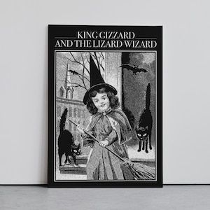 Affiche de fanart du roi gésier et du sorcier lézard, affiche de rock psychédélique, affiche de stonerock, affiche de rock alternatif, impression d'art numérique
