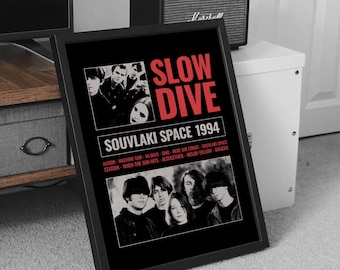 Póster de Slowdive, arte mural musical, portada de banda, póster shoegaze, póster de diseño vintage, impresión artística digital
