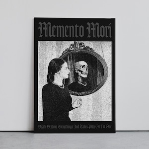 Arte Memento Mori, póster de arte oscuro, póster de calavera, póster gráfico de Xerox, arte desgastado, impresión de arte digital