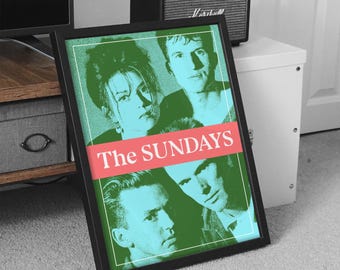 Plakat The Sundays, grafika ścienna z muzyką, grafika okładki zespołu, plakat Dreampop, plakat Jangle Pop, wydruk cyfrowy