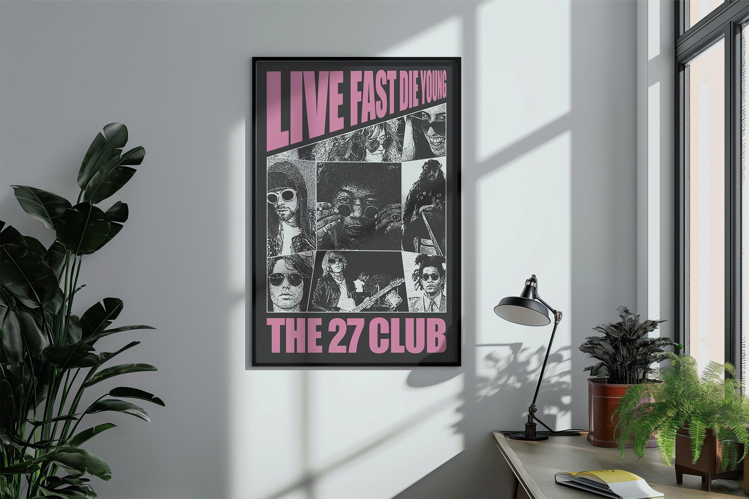 The 27 Club Poster, Music Wall Art, Band Cover Graphic, Grunge 