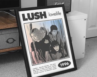 Pôster da banda LUSH, Arte de parede musical, Arte da capa da banda, Pôster de shoegaze, Pôster de indie rock, Pôster de noise pop, Impressão de arte digital