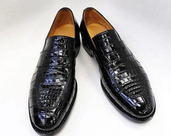 Genuine Alligator Leather Loafers | Handmade Exotic Leather Penny Loafers | Luxury Slip On Shoes