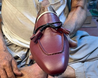 Handmade Burgundy Tassel Loafers Men, Full Grain Leather mens Loafers, Dress Loafers, Slip On Shoes, Wedding Shoes, Formal Leather Shoes