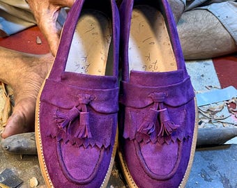 Purple Suede Tassel Loafers Men | Handmade Suede Loafers | Mens leather shoes | Slip On mens Dress Shoes | Leather Shoes, wedding shoes