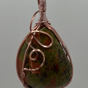 Unakite Jasper a type of Metamorphic wrapped in rose gold wire  1.44&quot;