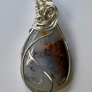 Dendritic Agate, embellished with silver wire