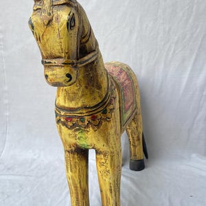 Vintage Hand-Painted Wooden Horse Figurine, Indian Folk Art Decor image 7