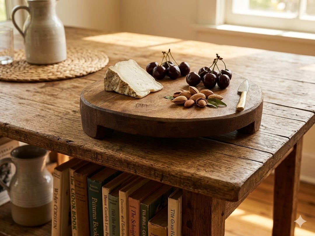 Vintage Hand-carved Wooden Riser, Rustic Farmhouse Kitchen Decor Stand ...