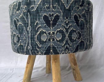 Puf otomano Kilim, taburete redondo, decoración del suroeste tejida a mano