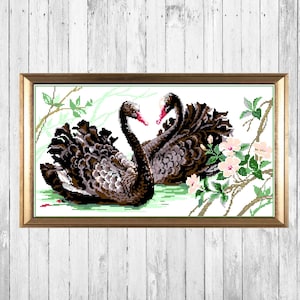 Black Swan Cross Stitch Pattern Swan Couple Cross Stitch Pattern PDF Pattern Instant Download