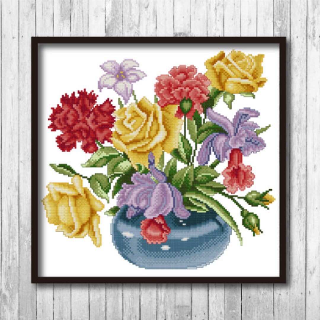 Flowers in Vase Cross Stitch Pattern Flower Cross Stitch PDF Pattern ...