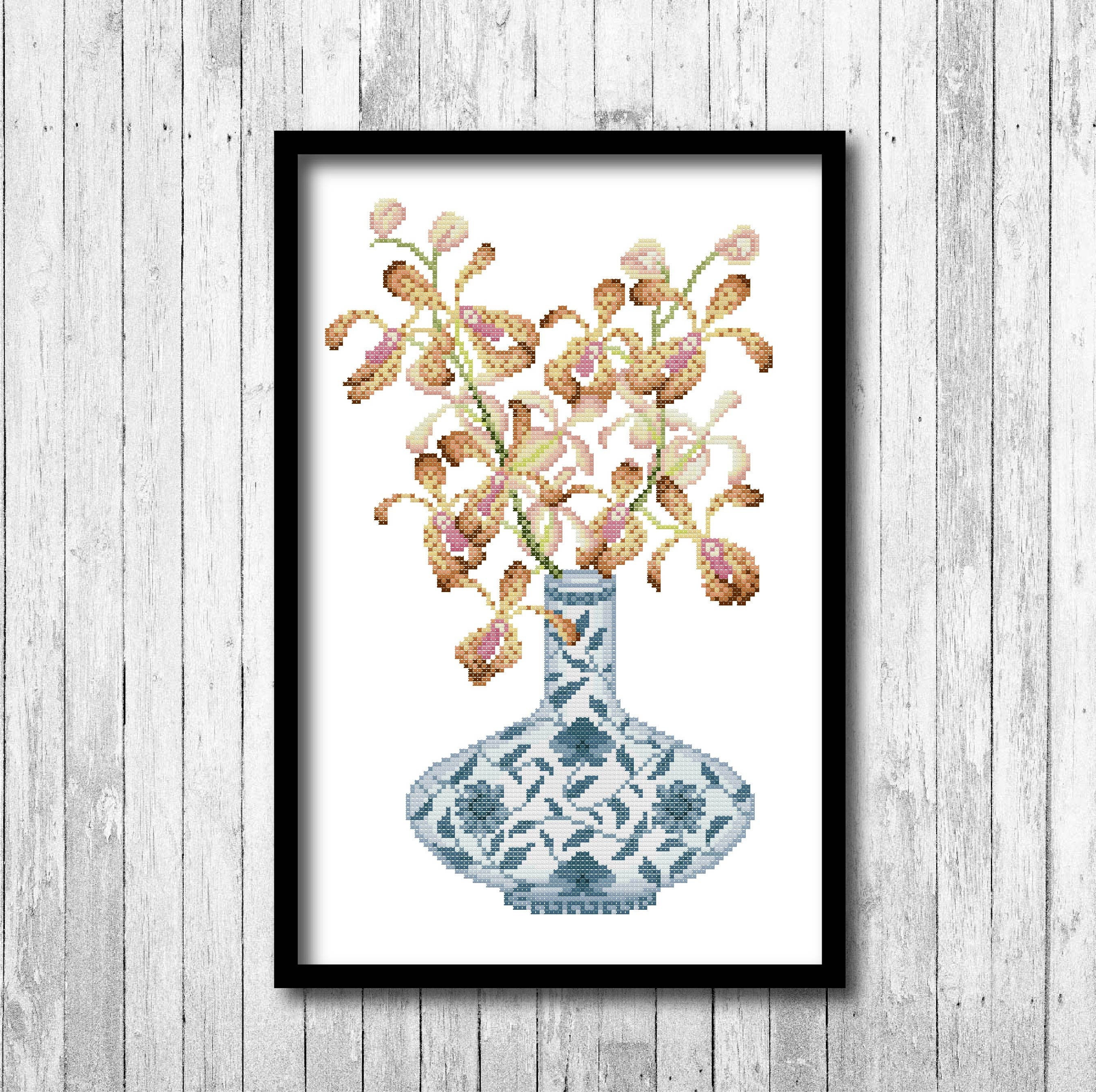 Flowers in Vase Cross Stitch Pattern Flowers Cross Stitch PDF - Etsy