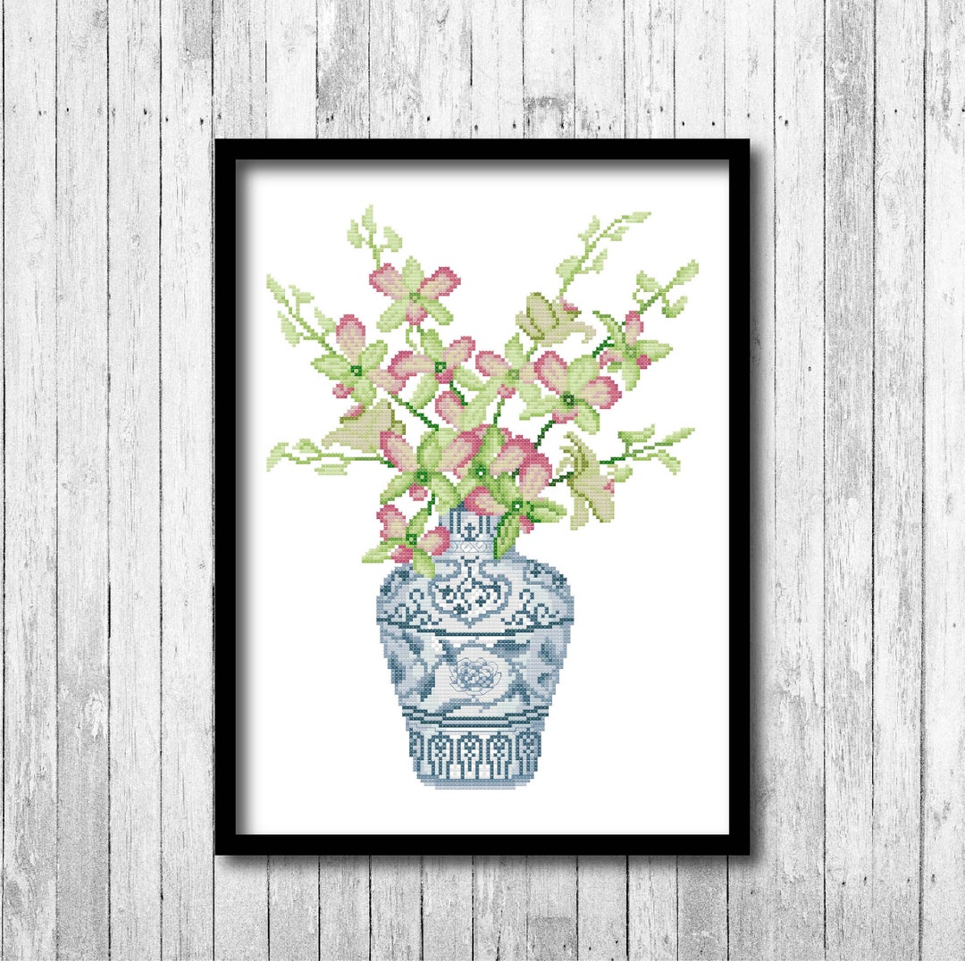 Flowers in Vase Cross Stitch Pattern Flowers Cross Stitch PDF Pattern ...