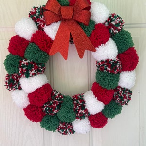 Christmas pompom wreath very cute and whimsical