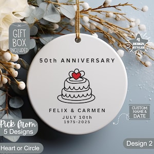 Personalized Anniversary Ornament,Custom Anniversary Gift Years Married - 5th 10th 25th 40th 50th, Personalized Marriage Anniversary Gift