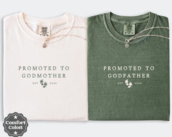 Custom Promoted to Godmother and Godfather Shirt,Pregnancy Announcement Gift Set,Godparents Est 2026 Matching Shirts,Godmother Proposal Gift