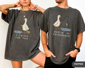 Custom Matching Fishing Pregnancy Announcement Shirt,Future Mom Dad,Couple Pregnancy Reveal Tee Fishing Buddy Gift For Expecting Mom Dad