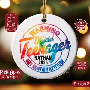 Personalized Official Teenager Ornament,13 Year Old Ornament,Custom 13th Birthday Gift Christmas Ornament,Officially Teenager Daughter Son