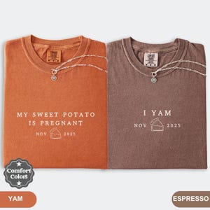 Custom Fall Pregnancy Announcement Shirt,My Sweet Potato Is Pregnant,Fall Pregnancy Reveal,Thanksgiving Baby Reveal,Future Mom Dad Gift