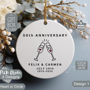 Personalized Anniversary Ornament,Custom Anniversary Gift Years Married - 5th 10th 25th 40th 50th, Personalized Marriage Anniversary Gift