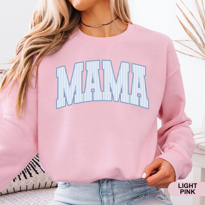 Comfort Colors Mama Shirt, Mothers Day Gift, Cute Mom Shirt, Mama Tee, Gingham Mama Shirt, New Mom Gift, Baby Shower Gift, Gift for Mama Light Pink