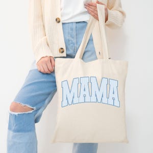 Comfort Colors Mama Shirt, Mothers Day Gift, Cute Mom Shirt, Mama Tee, Gingham Mama Shirt, New Mom Gift, Baby Shower Gift, Gift for Mama Canvas Tote Bag