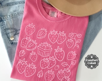 Strawberry Vintage Comfort Colors Shirt, Cottagecore Strawberry Shirt, Comfort Colors Summer Strawberry Fruit Shirt, Strawberry Lovers Shirt