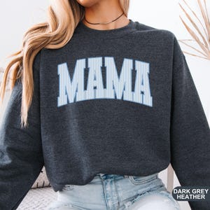 Comfort Colors Mama Shirt, Mothers Day Gift, Cute Mom Shirt, Mama Tee, Gingham Mama Shirt, New Mom Gift, Baby Shower Gift, Gift for Mama Dark Grey Heather