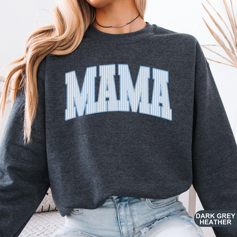 Comfort Colors Mama Shirt, Mothers Day Gift, Cute Mom Shirt, Mama Tee, Gingham Mama Shirt, New Mom Gift, Baby Shower Gift, Gift for Mama Dark Grey Heather