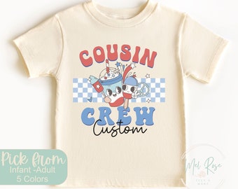 Custom Name Cousin Crew Shirt Kids 4th of July 4th Shirt Family Matching Shirt Family Trip  Fourth of July 4th Shirt Cousin Gifts Kids Tee