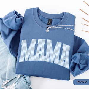Comfort Colors Mama Shirt, Mothers Day Gift, Cute Mom Shirt, Mama Tee, Gingham Mama Shirt, New Mom Gift, Baby Shower Gift, Gift for Mama Indigo