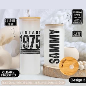 Personalized Vintage 50th Birthday Gift for Him,Personalized 50th 1975 Birthday Iced Coffee Cup,Bestfriend Birthday Gift,50th Birthday Favor