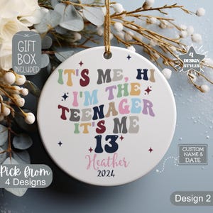 13 Year Old Ornament, In My Official Teenager Era Christmas Ornament, Personalized 13th Birthday Gift For Officially Teenager Daughter