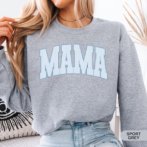 Comfort Colors Mama Shirt, Mothers Day Gift, Cute Mom Shirt, Mama Tee, Gingham Mama Shirt, New Mom Gift, Baby Shower Gift, Gift for Mama Sport Grey