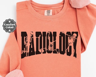 Radiology Sweatshirt,Comfort Colors Xray Tech Sweatshirt,Rad Tech Crewneck,Skeleton Halloween Radiologic Sweater,Halloween Gift For Rad Tech