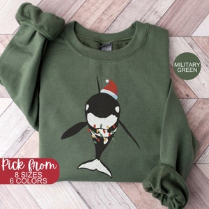 Vintage Orca Whale Sweater, Women&#39;s Whale Sweatshirt,Aesthetic Animal Print Shirt,Trendy Graphic Tee,Best Friend Gifts,Orca Killer Whale