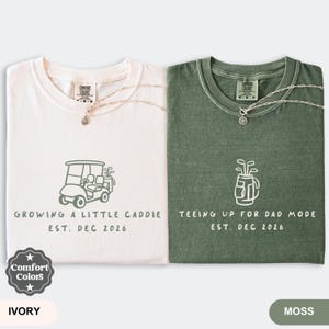 Chemise personnalisée pour faire-part de grossesse pour les amateurs de golf, cadeau assorti pour la première fois maman et papa, cadeau futurs parents, tenue de bébé pour couple