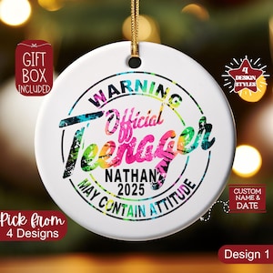 Personalized Official Teenager Ornament,13 Year Old Ornament,Custom 13th Birthday Gift Christmas Ornament,Officially Teenager Daughter Son