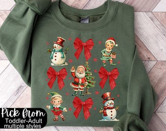 Vintage Coquette Christmas Sweatshirt,Womens Cute & Festive Holiday Sweater,Soft Girl Aesthetic Christmas Gift,Trendy Christmas Sweatshirt