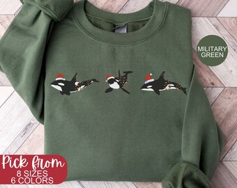 Xmas Orca Whale Lover Gift Orca Whale Sea Animal Sweater Killer Whale Lovers Trio of Orca Whales Aesthetic Marine Biology Gifted Whale Lover
