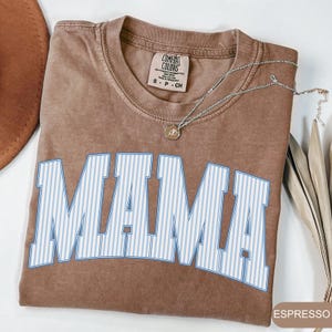 Comfort Colors Mama Shirt, Mothers Day Gift, Cute Mom Shirt, Mama Tee, Gingham Mama Shirt, New Mom Gift, Baby Shower Gift, Gift for Mama Espresso