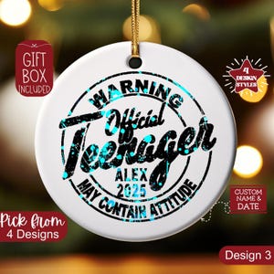 Personalized Official Teenager Ornament,13 Year Old Ornament,Custom 13th Birthday Gift Christmas Ornament,Officially Teenager Daughter Son