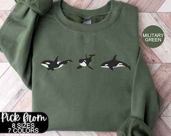 Vintage Orca Whale Sweater, Women's Whale Sweatshirt,Aesthetic Animal Print Shirt,Trendy Graphic Sweater,Best Friend Gifts,Orca Killer Whale